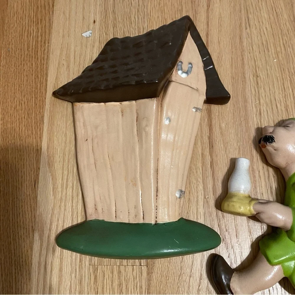 Vintage 70's Arnel Race To The Outhouse Ceramic Wall Hanging Ma Pa Green Pajama